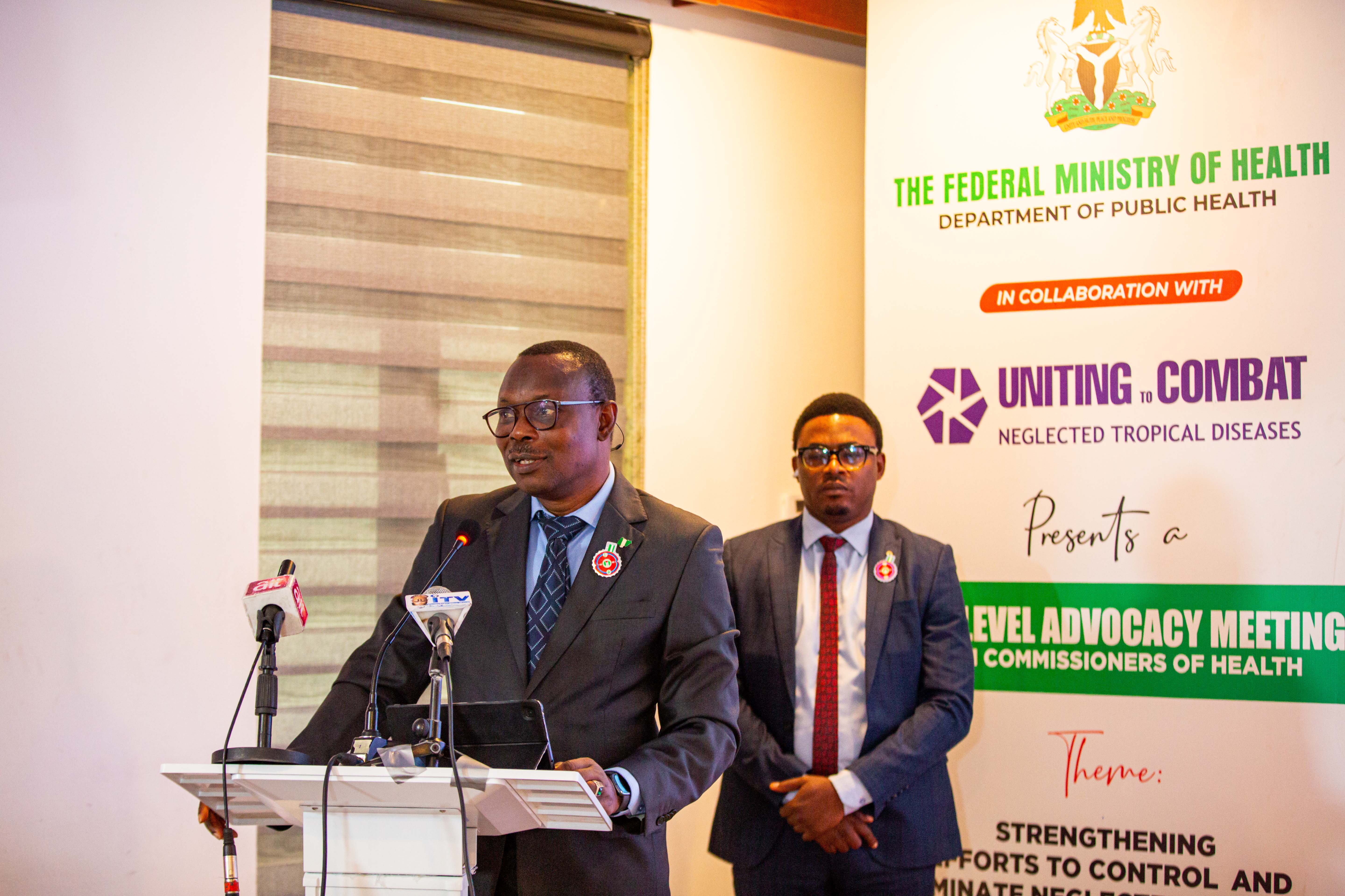 Dr Iziaq Adekunle Salako, Nigeria’s Minister of State for Health, addresses the room at the Health Commissioners meeting in Abuja, Nigeria