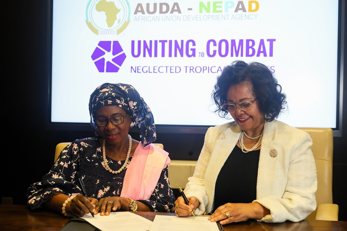 Signing this agreement on behalf of their respective organisations were Ms. Nardos Bekele-Thomas, the first female CEO of AUDA-NEPAD, and Dr. Isatou Touray, Executive Director of Uniting to Combat NTDs and former Vice President of The Gambia.