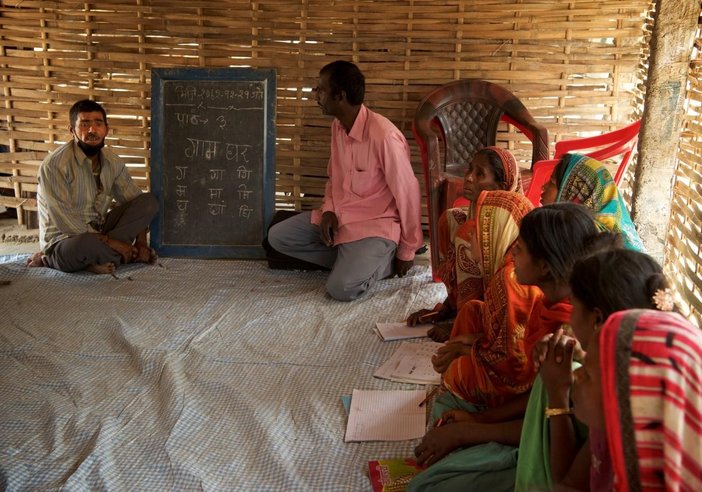 Kishori Yadhav (far left) leads a self-help group that provided non-formal education for ‘Dalit’ women. Photo: Rowan Butler