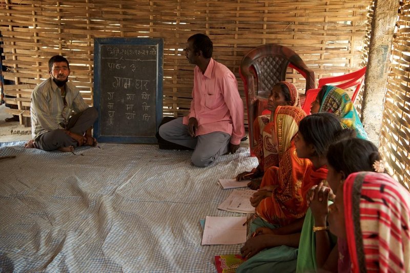 Kishori Yadhav (far left) leads a self-help group that provided non-formal education for ‘Dalit’ women. Photo: Rowan Butler