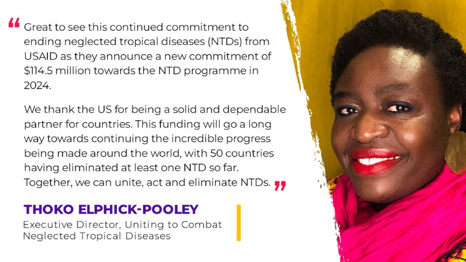 Great to see this continued commitment to ending NTDs from USAID. We thank the US for being a solid and dependable partner for countries. This funding will go a long way towards continuing the incredible progress